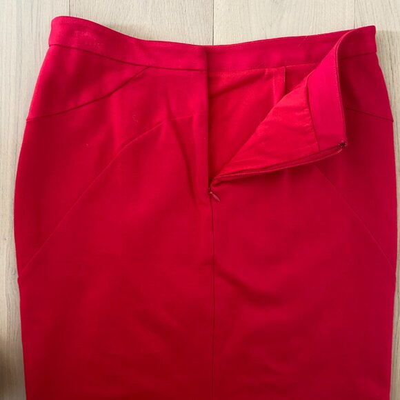 Red Pencil Mini Skirt with Gold Studs - Picture 4 of 5